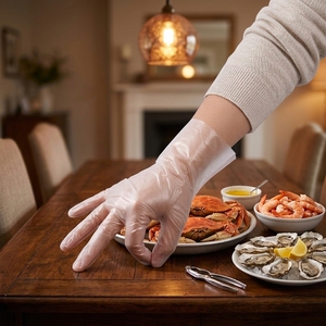 Gants en TPE épais et résistants, gants jetables résistants à l'huile, adaptés aux aliments, pour cuisine, <span class=keywords><strong>boucherie</strong></span>, découpe de viande - Product Image 1