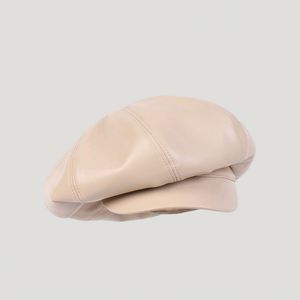 หมวกเบเร่ต์หนัง PU ผู้หญิงรุ่นใหม่ประจำปี 2025 สำหรับฤดูใบไม้ร่วงและฤดูหนาว ดีไซน์ทันสมัย 8 แผ่น ทรงนิวส์บอย - Product Image 6