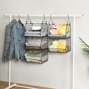 Ráp 5 kệ dây kim loại giỏ Phụ Nữ Cơ Bản treo tủ quần áo lưu trữ tổ chức để lưu trữ những thứ trong tủ quần áo