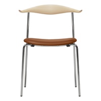 Chaise de salle à manger moderne et durable avec structure en métal et dossier en bois massif, coussin confortable en cuir PU, mobilier élégant pour la maison, le restaurant et le bureau