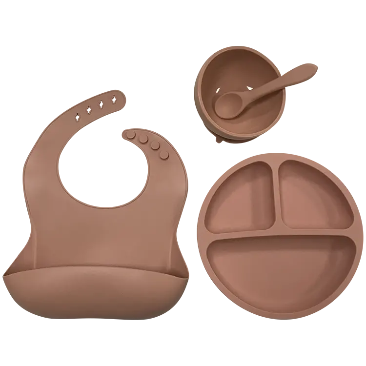 Großhandel Bpa Free Baby Mat Feeder Cup Eco Kinder Teiler Löffel Silikon Geschirr Fütterung sset für Baby Saugnapf Silikon platte