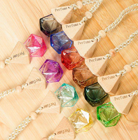Diffuseur de voiture suspendu en verre avec logo personnalisé OEM, 8 ml, diamant coloré, bouchon en bois, flacon de parfum, désodorisant d'air aux huiles essentielles