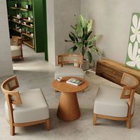 Meubles de café en cuir, canapé, tables et chaises en bois pour restaurant, ensemble de banquettes pour restaurant