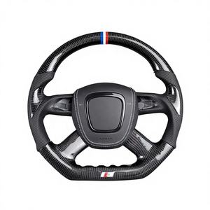 Volant sport en fibre de carbone forgé à fond plat en cuir pour <span class=keywords><strong>Audi</strong></span> A4 B8/B8.5/A6 C7/C7.5 <span class=keywords><strong>S</strong></span> <span class=keywords><strong>Line</strong></span> 2011-2017 LED - Product Image 3