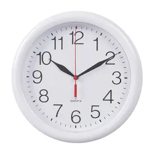Недорогие современные декоративные круглые пластиковые кварцевые аналоговые настенные часы, 10 дюймов, Китай