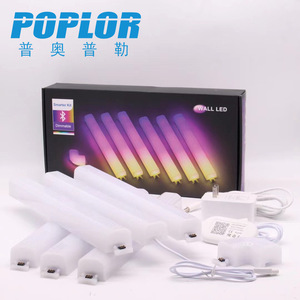 POPLOR Wall Led Light Strip <b>RGB</b> App <b>Control</b> Dimmable Multicolor Plastic Surface Mounted Modern Design - Product Image 1