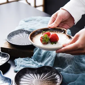 SHARDON 6 قطعة اليابانية لوتس ليف شكل الغذاء خادم سلطة الصواني اللون تخدم أطباق وألواح مجموعة شاحن عشاء أطباق فاكهه