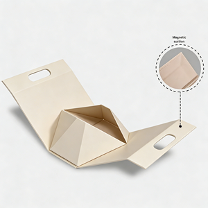 Caja de regalo magnética triangular premium plegable con asa para set de cosméticos, para crema facial, sérum, con asa y logotipo OEM. - Product Image 6
