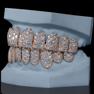 <span class=keywords><strong>Grillz</strong></span> Hip Hop personnalisé pour les dents 925 argent plaqué or rose Bling 8 sur 8 Iced Out VVS Moissanite <span class=keywords><strong>Grillz</strong></span> - Product Image 2