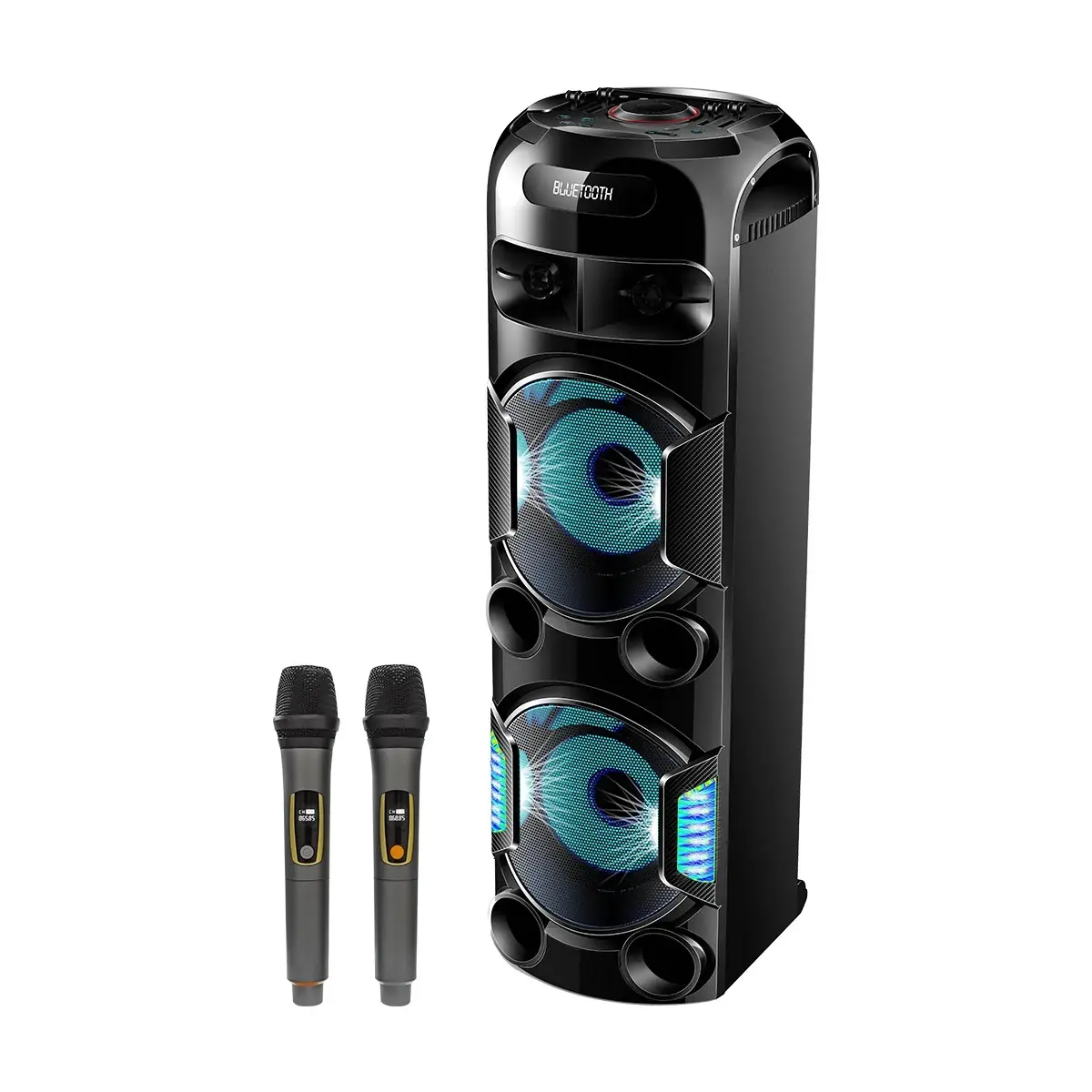 2024 New Party Speakers With Microphones Double 12 Inch Big Power Speakers Audio Player Steteo Speakers
