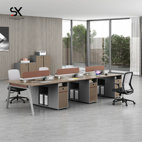 Bureau en bois pour 4 à 6 personnes, postes de travail en îlot, fournisseurs chinois de produits de bureau