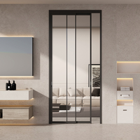Porte PT en verre trempé avec cadre en alliage d'aluminium - Design moderne, isolation acoustique, garantie à vie, usage commercial/intérieur, hôpital, hôtel