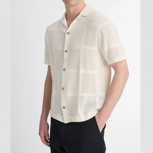 Nouvelle conception été printemps évider T-shirts pour hommes tricoté Polo T-shirt - Product Image 1