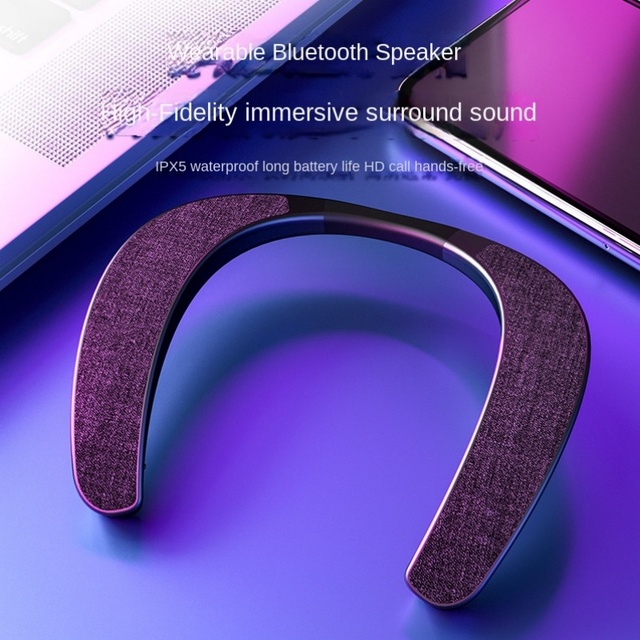 Wireless for BT Speaker RGB LED Lighting Hanging Neck Design Fabric Subwoofer for Stereo Audio Open Game Audio-New