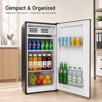 Mini-réfrigérateur 90L à économie d'énergie, 1 porte, silencieux, compact, avec refroidisseur supérieur indépendant, faible niveau sonore, pour dortoir, bureau, appartement