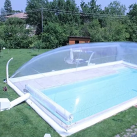Enceinte de piscine gonflable transparente pliable en PVC avec couverture