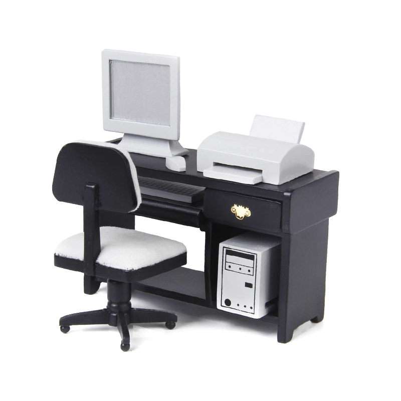 Aménagement de bureau HO 1/87 Chaise, Table Ordinateur Placard Miniature - BOIS MODÉLISME