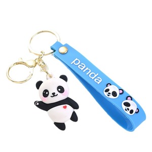 Customizable 3D Panda <b>Keychain</b> Cute Cartoon Animal Car Pendant Rechargeable Floating Crystal Available in Zinc Alloy - Product Image 1