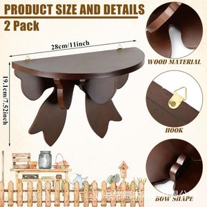 Wooden Bow Shaped Wall <b>Shelf</b> 1 Tier Durable Multi Purpose Storage <b>Rack</b> For Home Organization - Product Image 4
