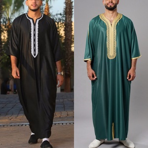 Abito Musulmano da Uomo, Camicia Etnica Ricamata a Maniche Lunghe, Tunica Mediorientale Islamica per Uomini - Product Image 4