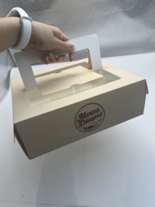Popolare cartone bianco grande torta scatola di stampa logo personalizzato <span class=keywords><strong>per</strong></span> la torta di imballaggio con maniglia finestra di plastica - Product Image 6
