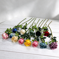 Rose artificielle à tige unique, rose artificielle multicolores, rose en soie à longue tige pour la décoration de mariage et de la maison