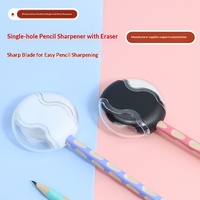 Taille-crayon manuel à un trou avec gomme, design géométrique, en ABS, fabriqué en Chine FK9685 pour les élèves du primaire