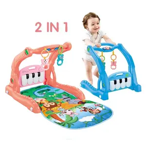 Samtoy – jouets pour bébé 0 +, 2 en 1, tapis de jeu pour bébé, Piano, tapis de gymnastique, poussette, trotteur avec lumière musicale