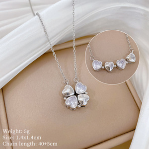 18K Vàng kim cương dát Zircon Mặt dây chuyền vòng cổ yếu từ mở Clover đồng liên kết nhà máy thời trang bán buôn - Product Image 2