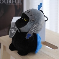 Personnalisé Noir Chat Chevalier Silly Cat Peluche Petit Animal Poupée Porte-clés avec PP Coton Remplissage Pendentif Accompagné d'un Sac de Poupée