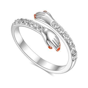 패션 보석 반지 포옹 반지 약혼을위한 크리스탈 조정 가능한 반지 - Product Image 2