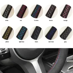 Housse de volant de voiture en cuir noir antidérapant cousue à la main avec <span class=keywords><strong>fibre</strong></span> de carbone pour Land Rover Range Rover Evoque 2012-2018 - Product Image 6