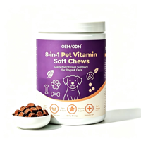 Compléments multivitaminés personnalisés 8-en-1 sous forme de friandises molles pour chiens, soutien de la peau, du pelage, de l'intestin et du cœur, 120 comprimés, marque privée OEM