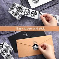 Rouleau d'adhésif noir « Merci » pour sceller les enveloppes, autocollant cadeau personnalisable, matériau adhésif décoratif pour mariage et bricolage