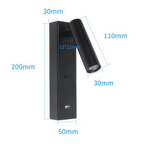 AC100-240V Modern Aluminum 3W LED Rotatable 3000K Warm White Headboard Reading Night <b>Light</b> Square <b>Shade</b> USB Port Wall Lamp - Product Image 3