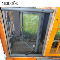 Sistema de puertas para el hogar con rotura térmica moderna, ventanas abatibles con mosquitera, ventana de aluminio gris de doble vidrio