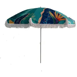 太阳伞塑料盖粉红色流苏开口折叠遮阳伞小型低价户外花园16k沙滩伞