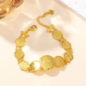 Classico Bracciale a Catena Placcato Oro con Moneta in Stile Mediorientale per Donne, Gioiello <span class=keywords><strong>da</strong></span> Polso - Product Image 3