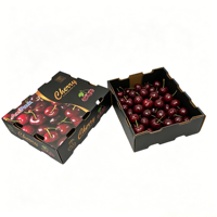 Groothandel op maat gemaakte golfkartonnen kersen dozen, trays, op maat bedrukt, voor export van vers fruit, met matte laminering