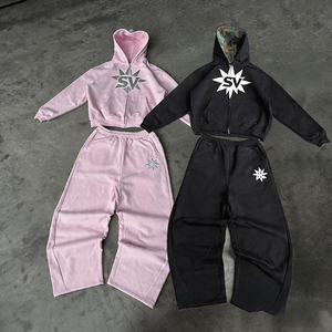 Conjunto de Sudadera y Pantalones Deportivos Personalizados de Alta Calidad, Unisex, con Estampado en Serigrafía, Cierre de Cremallera, 100% Algodón, Talla Grande - Product Image 1