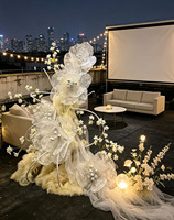 G-198 Installation élégante en dentelle et maille florale pour toile de fond de mariage, salle d'exposition, centre commercial, salle de présentation, événement de marque, séance photo, décoration