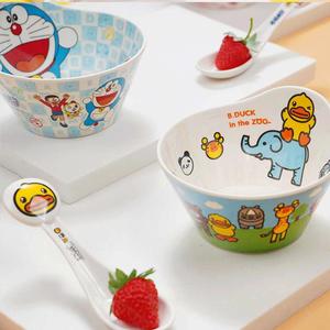 Baby Children's Bowls And Spoons Heart Shape Cartoon Design For 1-2 Years Old Anti Scalding Supplementary Food Bowl Set - Product Image 3
