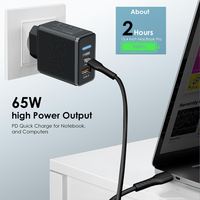 Cargador USB C GaN de 65 W con Carga Rápida PD QC 3.0, Adaptador de Teléfono con Cargador USB Tipo C para iPhone 15 Huawei