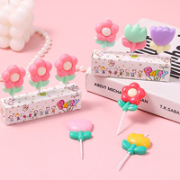 Bougies d'anniversaire rétro en gros en forme de fleur, bougies de fête mignonnes en forme de fleur de dessin animé, bougies décoratives pour gâteaux, bougies d'aromathérapie