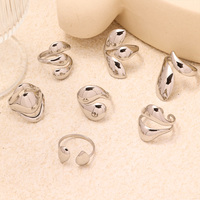 Bague haut de gamme en acier inoxydable plaqué or 18 carats, motif géométrique ajouré en forme de feuille, lisse, pour femme, idéale pour les mariages et les cadeaux quotidiens