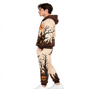 Conjunto Deportivo de Halloween para Hombre, Sudadera con Capucha Estampada de Forro Polar, Pantalones Jogger, Ropa Deportiva Informal de Invierno, Estilo Urbano, Atuendo Atlético para Entrenamiento - Product Image 4