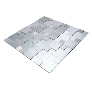 Prêt à expédier en métal argenté brossé 3D <span class=keywords><strong>convexe</strong></span> peler et coller les carreaux de mosaïque en aluminium - Product Image 2