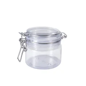 Wholesale food storage container 40ml 60ml 120ml 150ml 200ml 250ml 550ml 1000ml air seal PET plastic kilner jar with metal lock