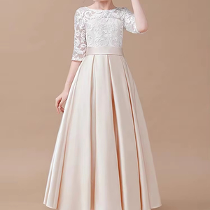 Lovely Girls' graceful LACE Princess Dress Girl long Piano Performance Violin Performance Orchestra Chorus Dress - Product Image 1