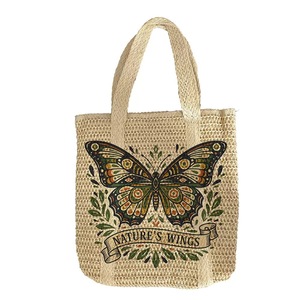 <span class=keywords><strong>Sac</strong></span> <span class=keywords><strong>fourre</strong></span>-<span class=keywords><strong>tout</strong></span> en paille tressée à la main printemps-été avec imprimé floral et papillon, <span class=keywords><strong>sac</strong></span> à main décontracté pour les vacances pour femmes et filles - Product Image 4